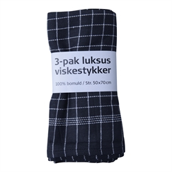 Viskestykker - 50 x 70 cmPakke med 3 stkSorte med hvid mønster