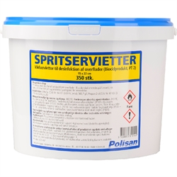 Spritservietter t/overfladedesinfektion, 350 stk i spand